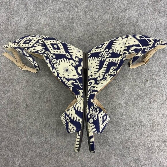 Seychelles Thyme Navy Print Ankle Strap Wedges Women’s Size 7 - Picture 3 of 11